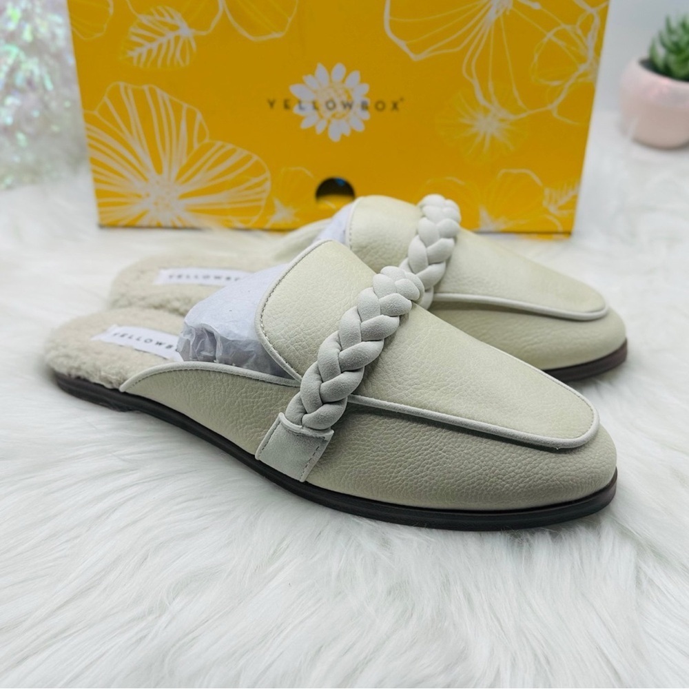 Women’s YELLOW BOX Bliss Lined Mules in White, size 7.5